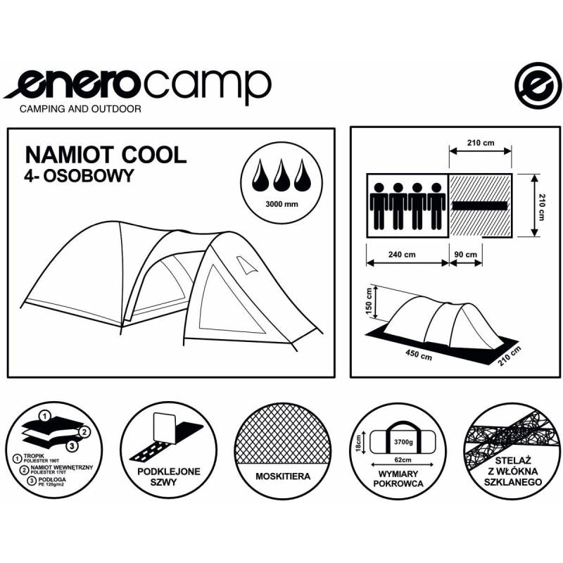 Enero 4-Person Cool Black-Green Camp Tent zöld tents, tourist equipment