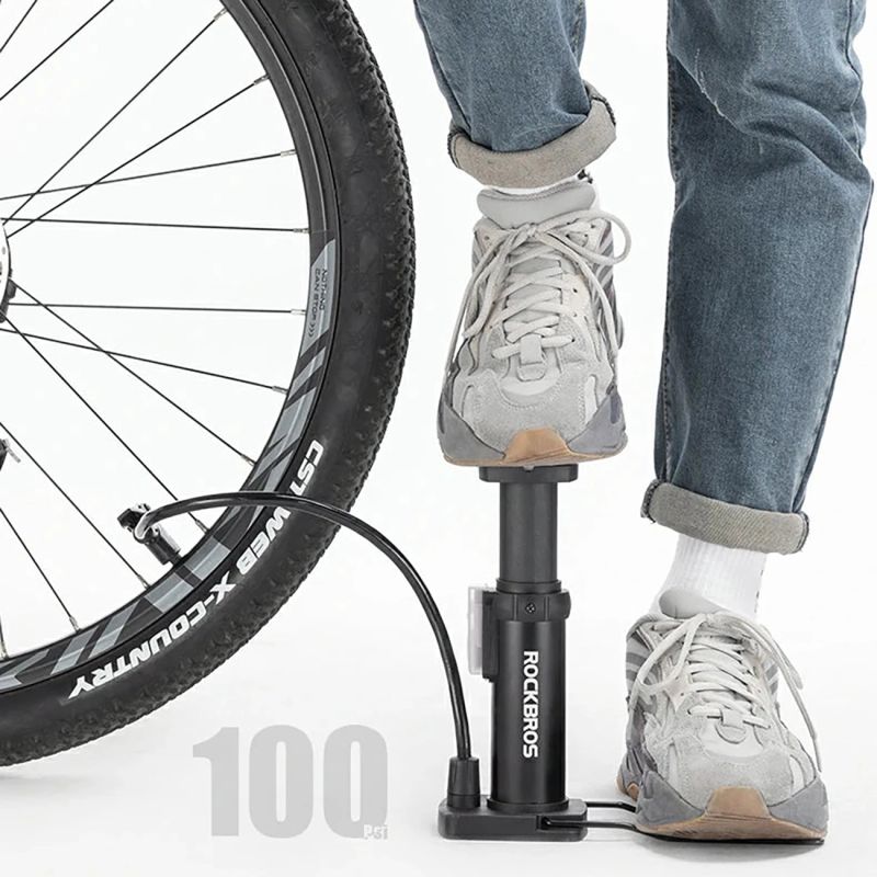 Rockbros 4522L Ultralight Foot Bicycle Pump - Black fekete pumps