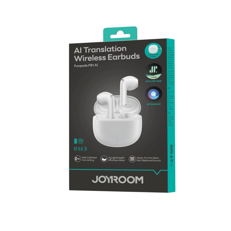head Joyroom JR-FB1 Funpods Bluetooth 6.0 In-Ear TWS Wireless Headphones with AI Functions - White fehér headsets