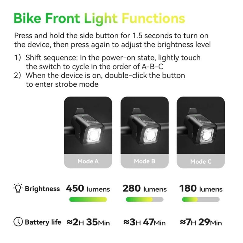 Rockbros bicycle bell with light 2 in 1 black
