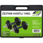 Enero CAST IRON DUMBBELL 19 KG (2x9.5 KG) FIT CASE fekete dumbbell, strength training equipment, training equipment