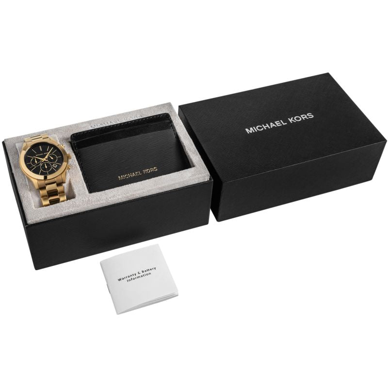 Michael Kors Men's Watch + Card Case + BOX fekete cases, watches