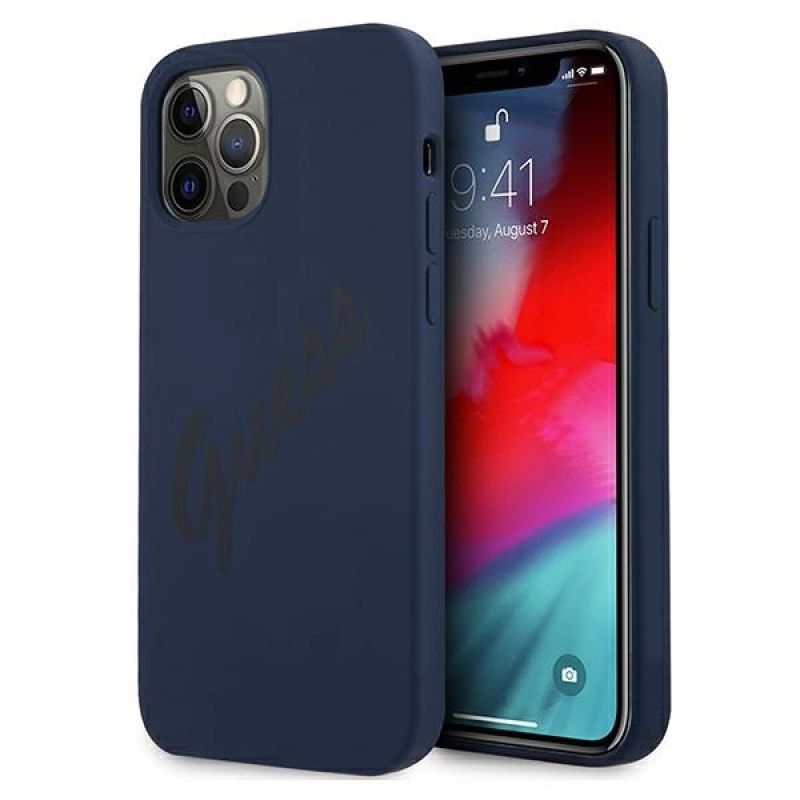 Guess GUHCP12MLSVSBL iPhone 12/12 Pro 6.1" /blue hardcase Script Vintage kék kabát