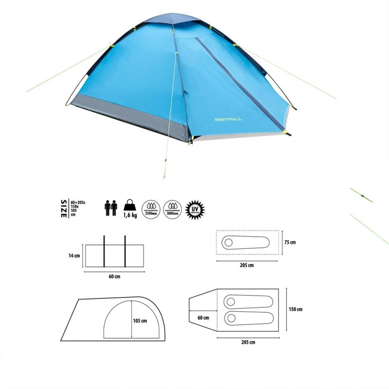 NILS CAMP Nightfall NC6033 camping tent for 2 people, blue kék kabát