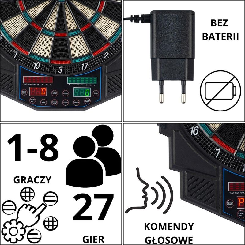 Enero Electronic Dart With Power Supply And 4 Counters 49cm Pro darts