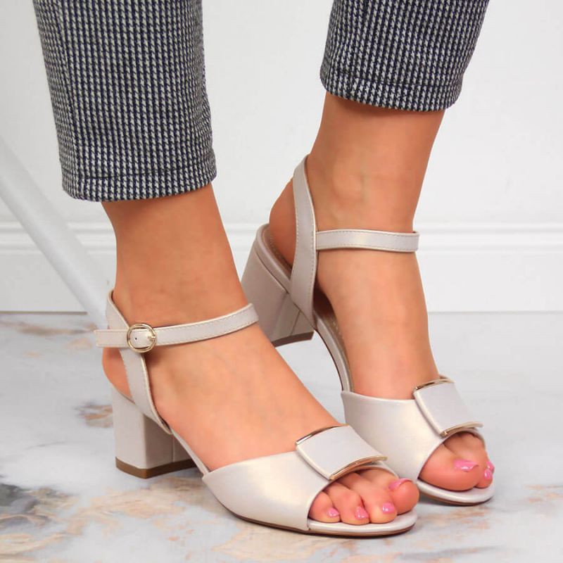 Inny Sergio Leone W SK139F beige block heel sandals Utcai cipő