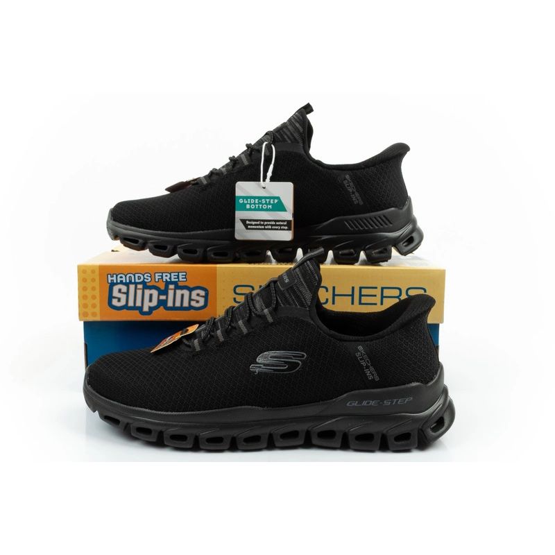 Skechers men's sneakers Glide-Step comfortable lightweight Slip-Ins black fekete utcai cipő