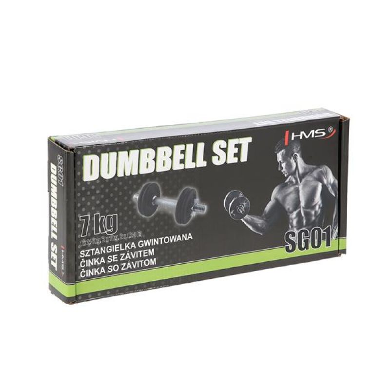 HMS Threaded dumbbell SG01 7 kg fekete edzőfelszerelés 17-59-123