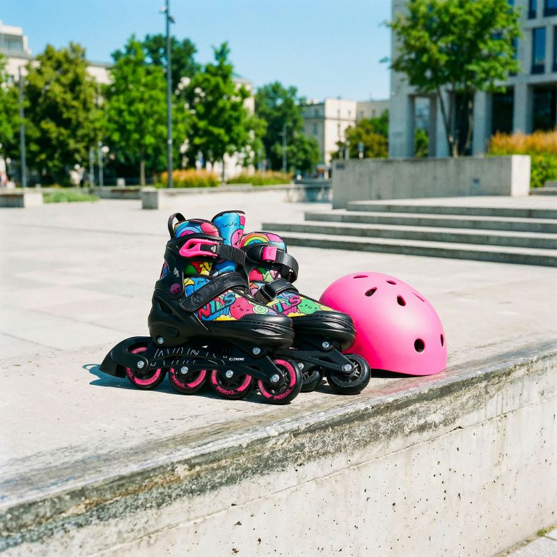 NH10907 4in1 ROLLER SKATES WITH EXTENDED HOCKEY BLADES TINTS PINK SIZE S(31-34) NILS EXTREME rózsaszín utcai cipő