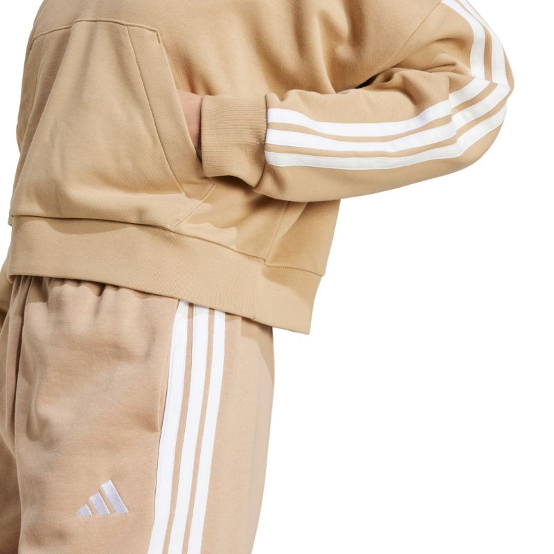 Women's Essentials 3-Stripes French Terry Hoodie Quarter Zip Beige JX7676 2xs kapucnis pulóver