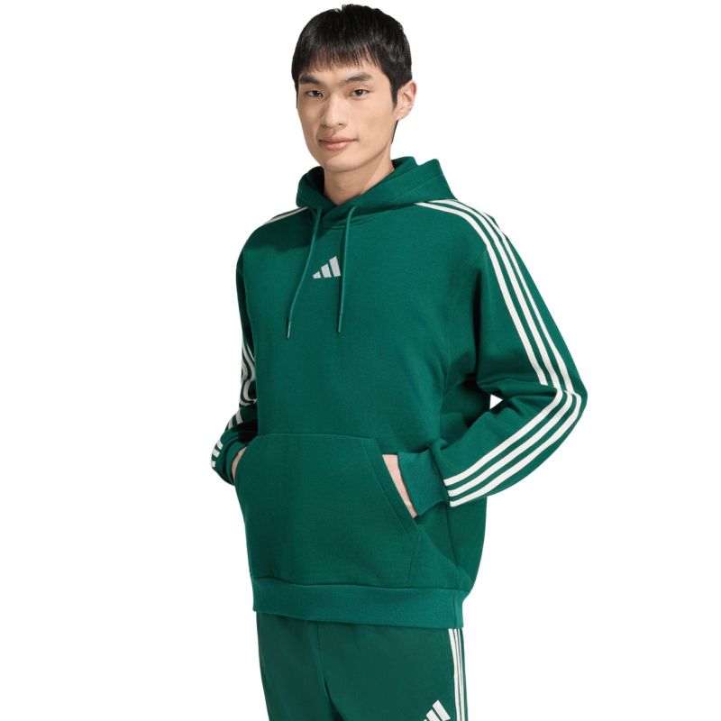 Adidas Essentials 3-Stripes Fleece Hoodie men's green zöld férfi kapucnis pulóver KZ1413
