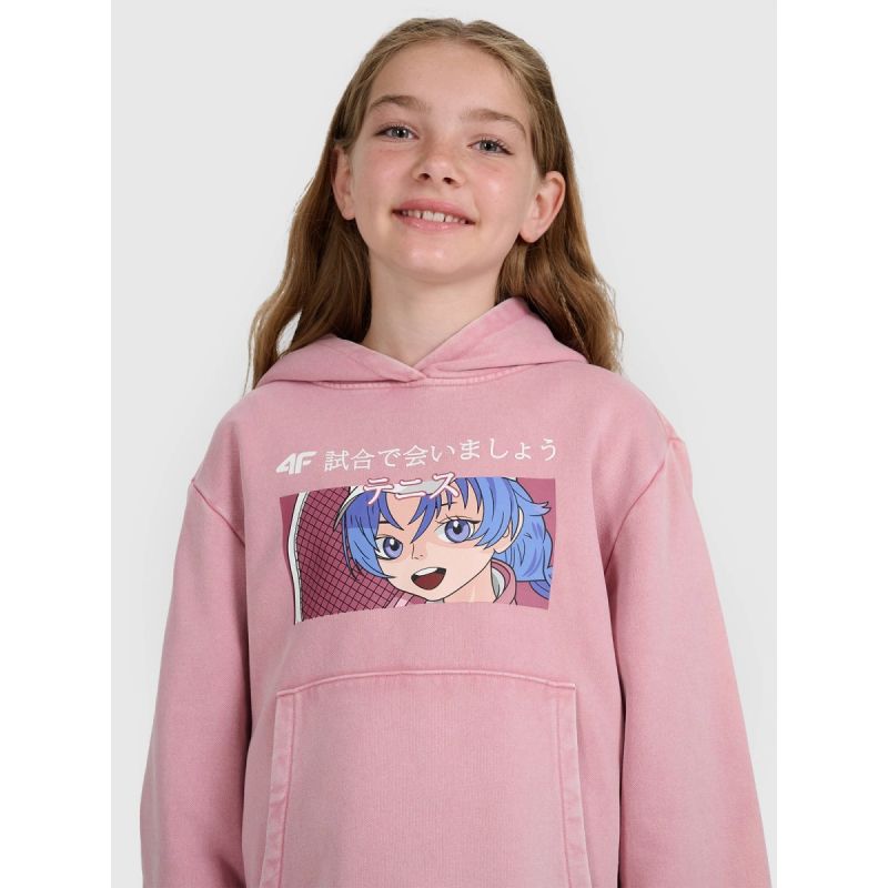 Girls' sweatshirt with hood, open, 4F 4FJRAW25TSWSF2294-54S kapucnis pulóver