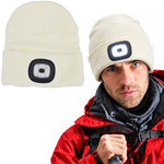 head Beanie With 4-Led Headlamp, 120 Lm, 3 Modes, For Outdoor Activities fehér kötött sapka GSP-1088228