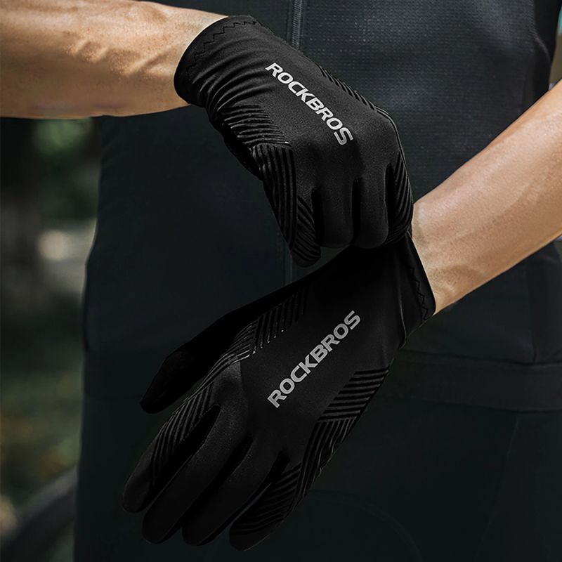 Rockbros cycling gloves spring/summer/autumn, full, size: L - black czarny \ l kesztyű