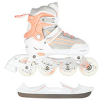 NILS Extreme NH18190 2in1 roller skates, white and pink, size L (39-43), with replaceable HOCKEY blade rózsaszín utcai cipő