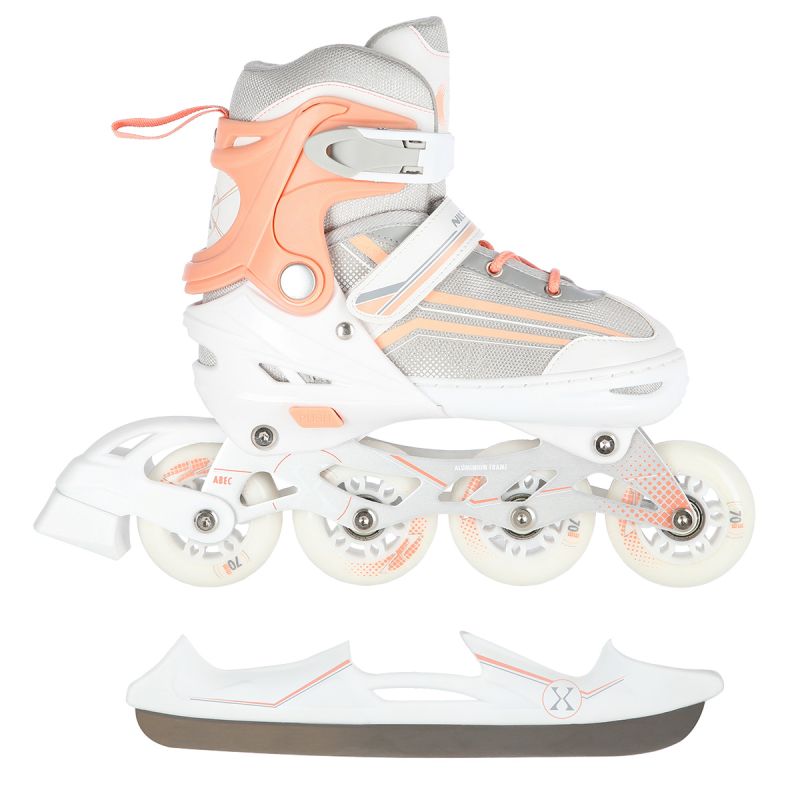 NILS Extreme NH18190 2in1 roller skates, white and pink, size L (39-43), with replaceable HOCKEY blade rózsaszín utcai cipő