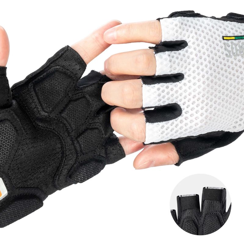 Rockbros ROAD TO SKY Short Shock Absorbing Cycling Gloves M - White m \ biały kesztyű 16220043002-211641