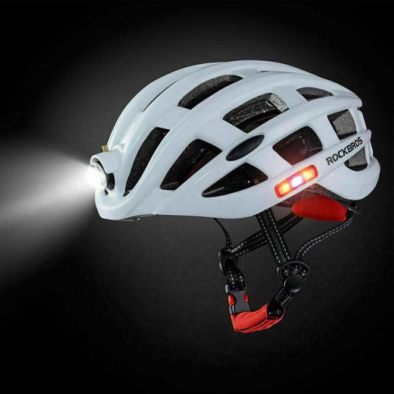 Rockbros MTB bike helmet with light white 57-62cm fehér helmets, tourist equipment