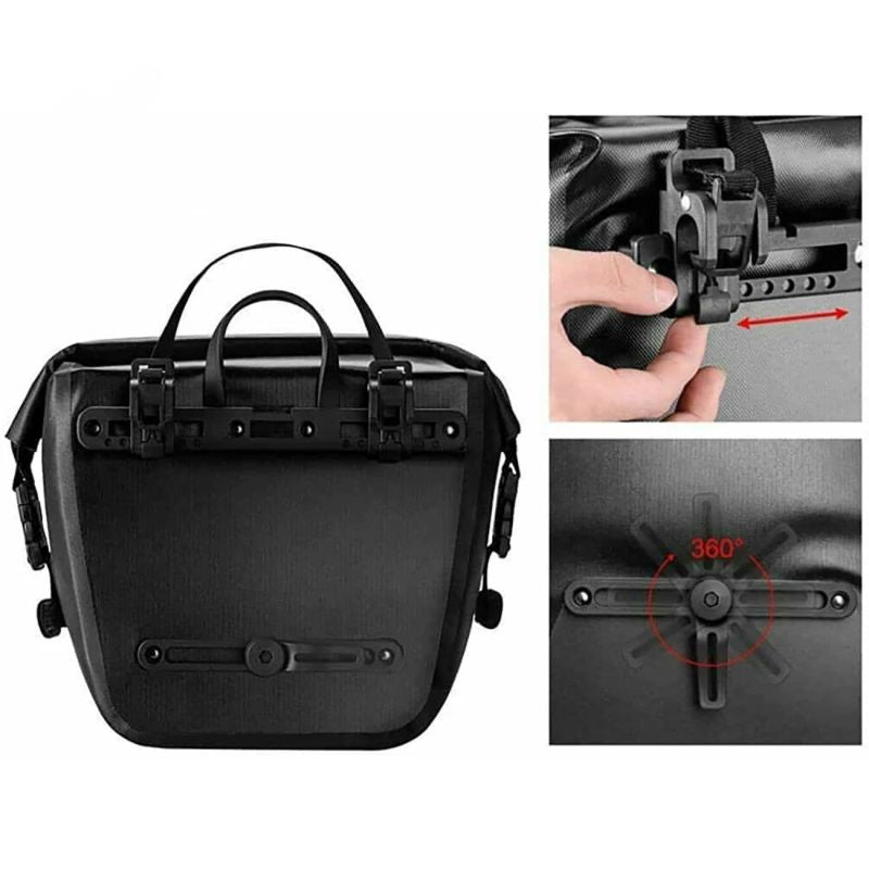Rockbros AS-003-1BK waterproof bicycle bag with shoulder strap, front/rear mounting, 10-14l - black czarny kiegészítő -203522