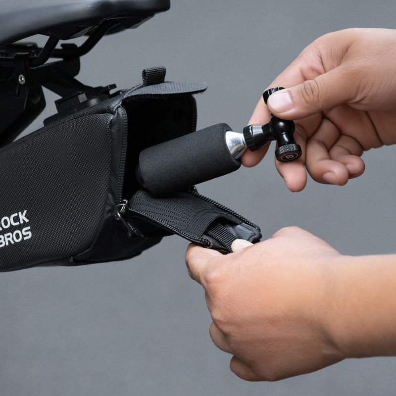 Rockbros CO₂ pump, aluminum alloy valve head, cartridge-free, Presta/Schrader compatible - black fekete pumps
