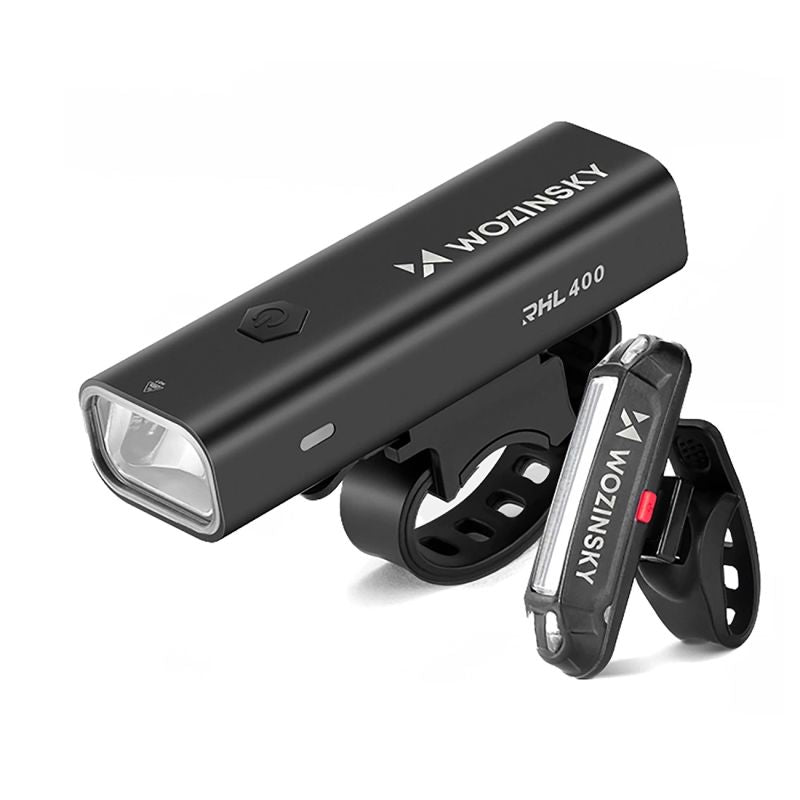 Wozinsky Front (400 lm) and Rear USB-C Bike Light Set - Black fekete készlet 304004-184365