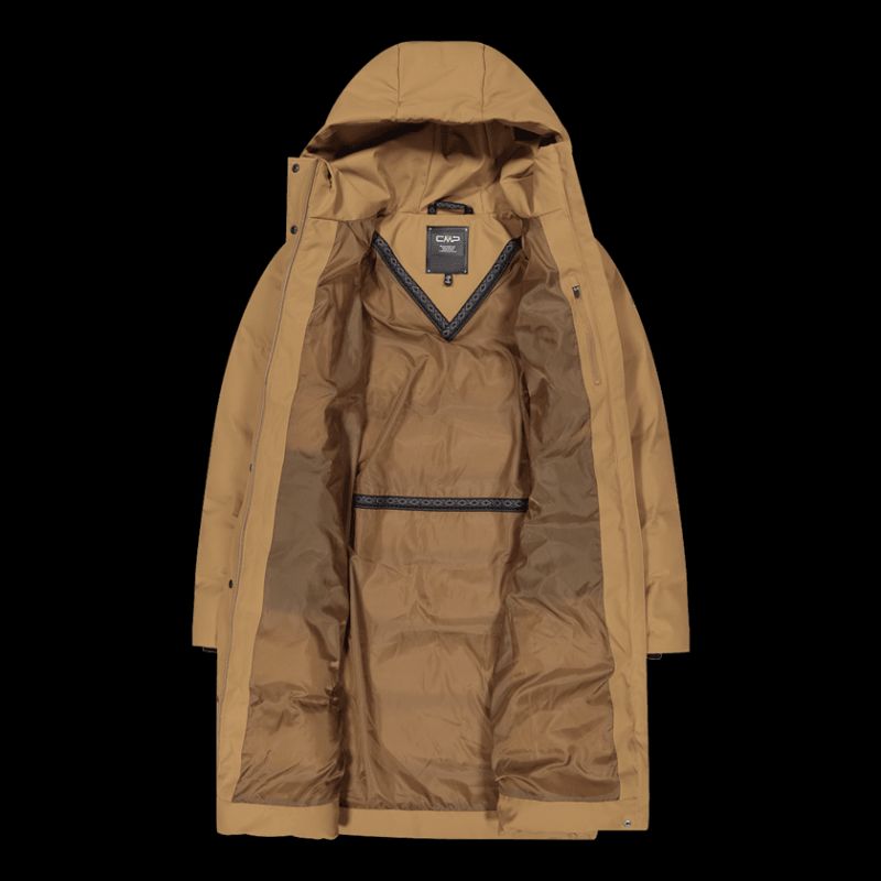CMP women's long hooded jacket, winter waterproof, insulated, beige ( ) bézs dzseki