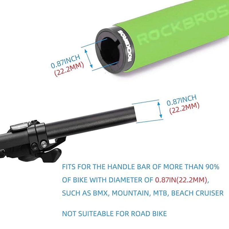 Rockbros sponge bicycle handlebar grips - green and black