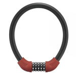 Rockbros bicycle lock with code, steel cable, 85 cm - red