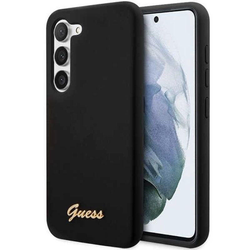 Guess GUHCS23MSLSMK S23+ S916 black/black hardcase Silicone Vintage Logo arany cases