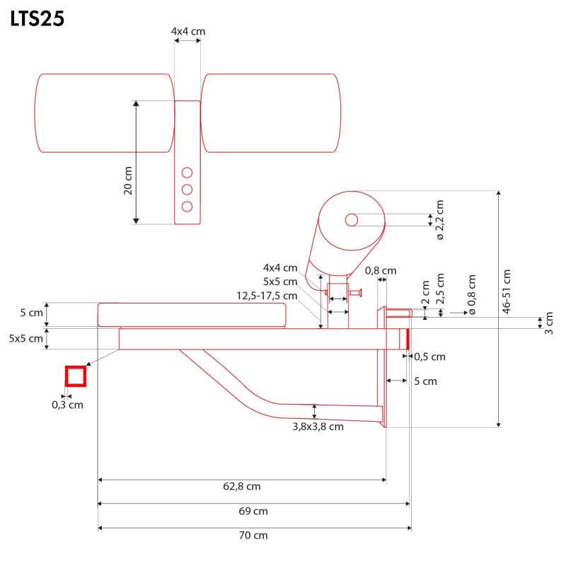 HMS Lts25 Training Seat With Thigh Lock Lat Seat póló 17-62-204