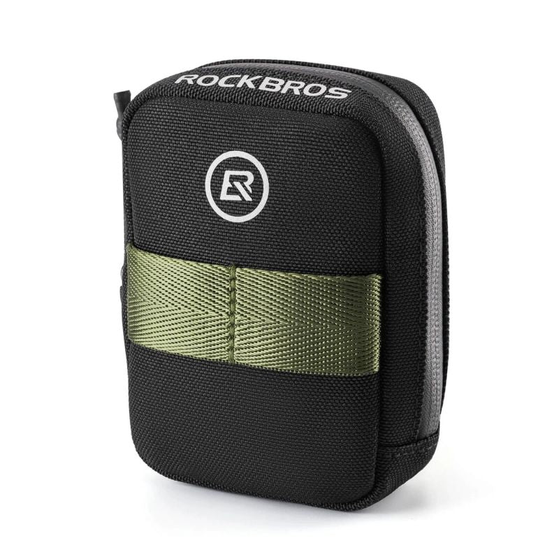 Rockbros Mini Saddle with CO2 Cartridge Holder - Black/Green zöld táska