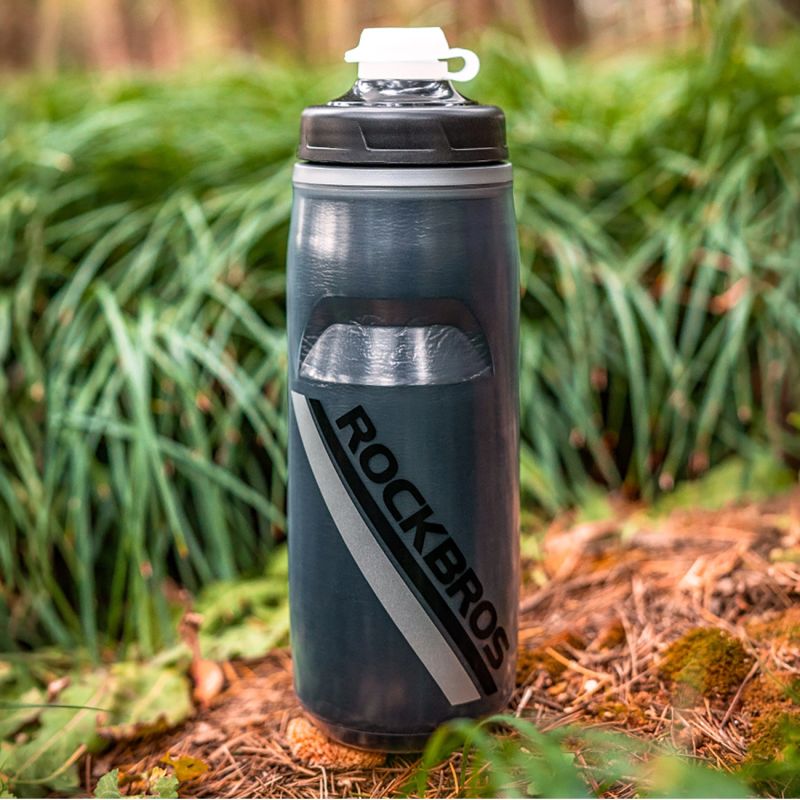 Rockbros Thermal Bike Bottle 620 ml BPA Free - Gradient Black fekete water bottles, training equipment, tourist equipment