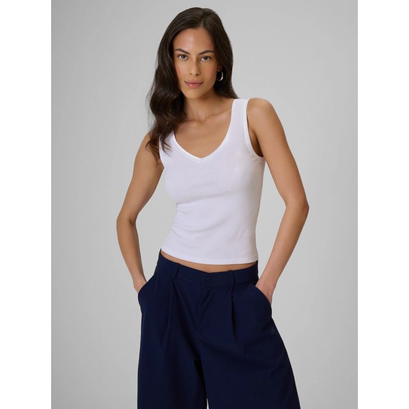 Women's slim ribbed knit top 4F