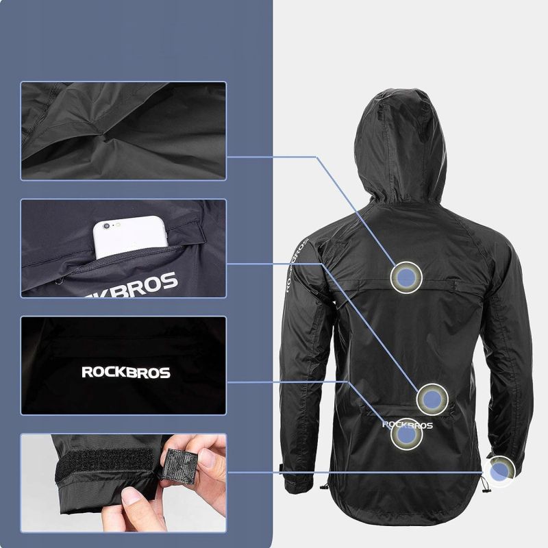 Rockbros breathable windproof rain - black fekete dzseki