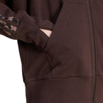 Adidas Women's Seasonal Essentials Animal Print 3-Stripes Full-Zip Hooded Sweatshirt Brown 2xs női kapucnis pulóver KV9299