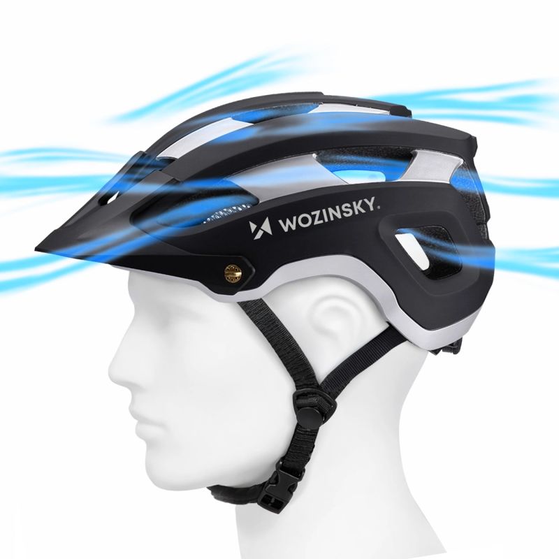 Wozinsky MTB bicycle helmet with removable visor, lightweight L - black and silver czarny || srebrny védőfelszerelés HT-001VCS-199799