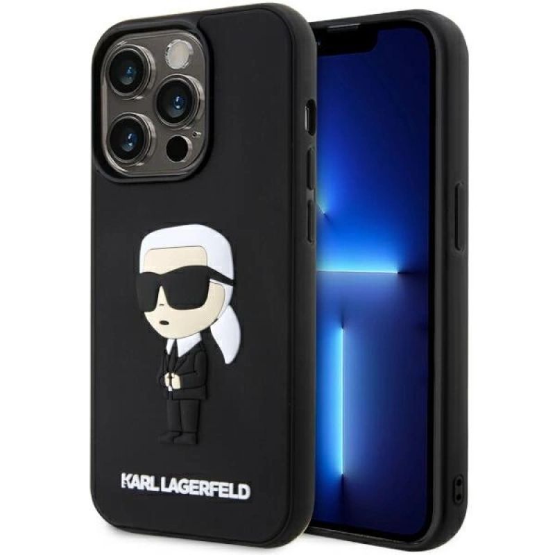 Karl Lagerfeld KLHCP14L3DRKINK iPhone 14 Pro 6.1" /black hardcase Rubber Ikonik 3D fekete kabát