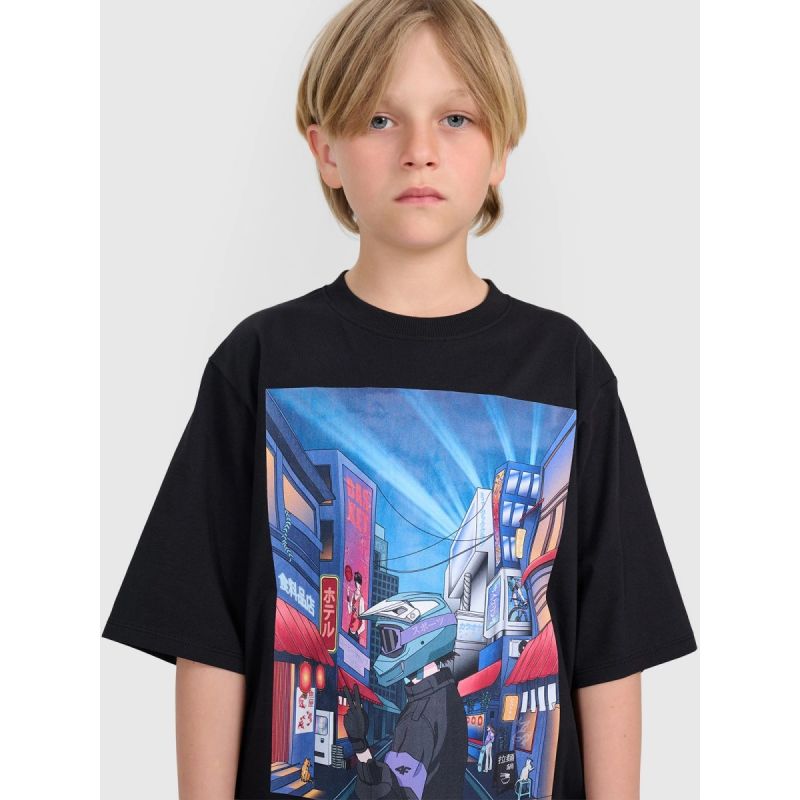 Boy's oversize T-shirt with print 4F 4FJRAW25TTSHM3061-20S