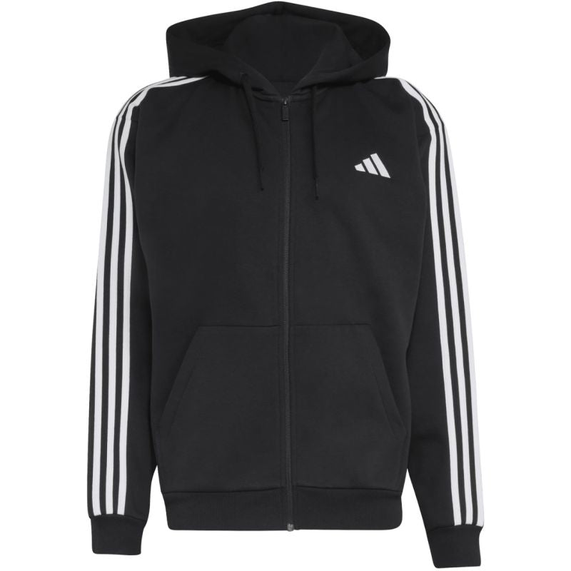 Adidas Men's Essentials 3-Stripes Fleece Full-Zip Hoodie fekete ruházat KY6559