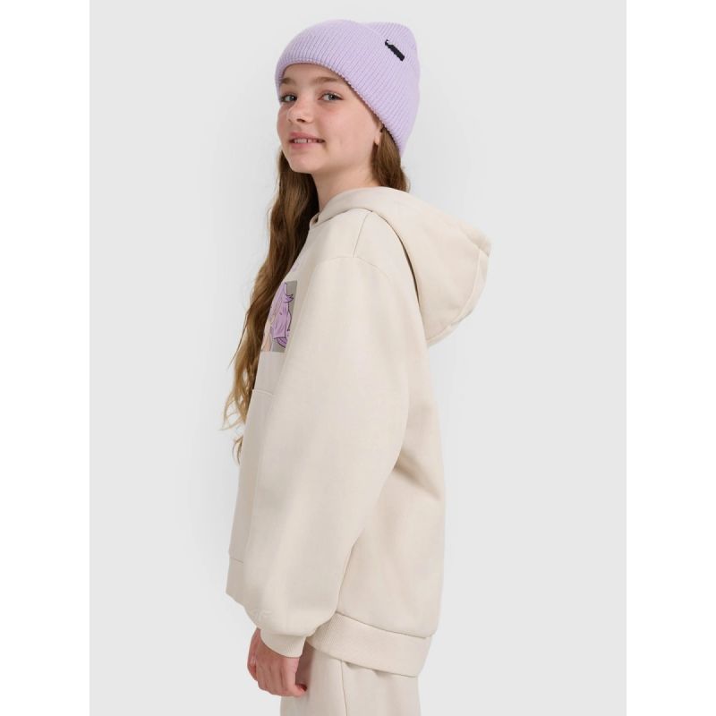 Girls' sweatshirt with hood, open, 4F 4FJRAW25TSWSF2294-11S kapucnis pulóver