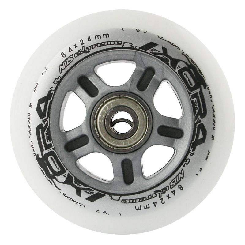 PU 84x24 82A WHITE (4 pcs.) + ABEC-7 CHROME (8 pcs.) NILS EXTREME SET