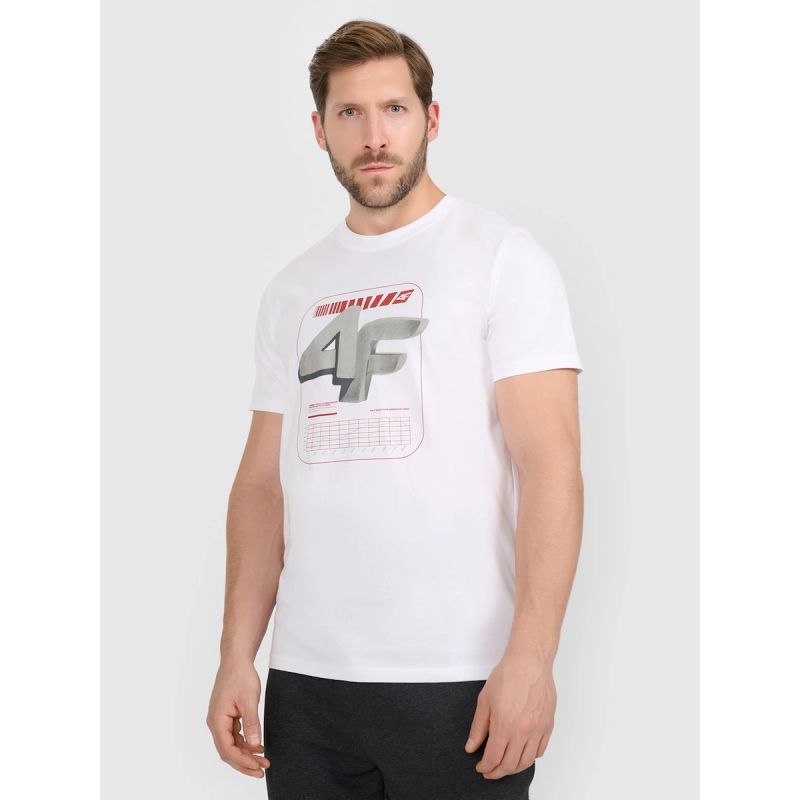 4F Men's regular printed T-shirt póló 4FRAW25TTSHM3612-10S