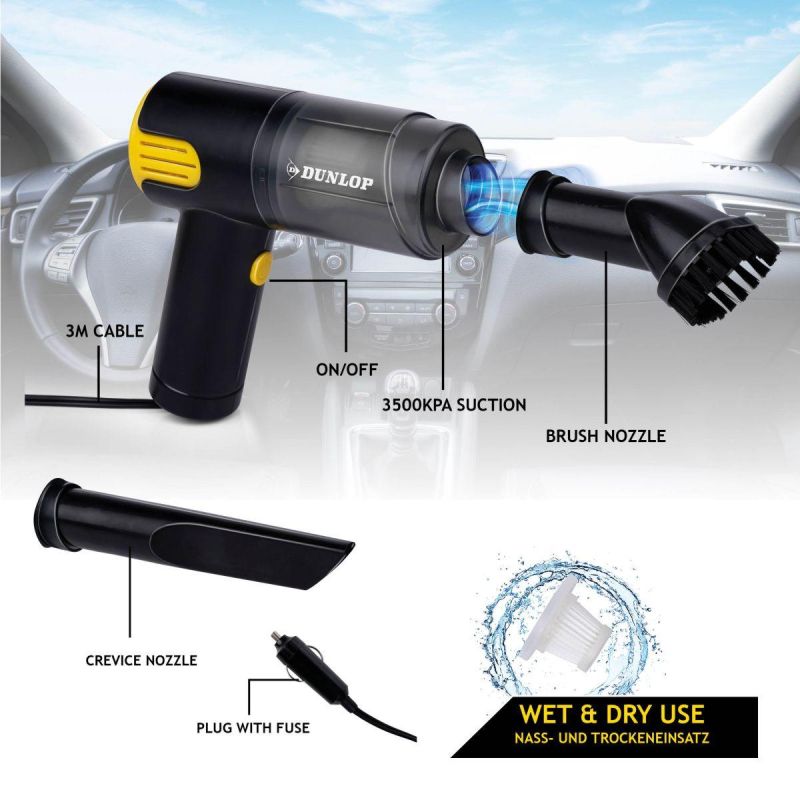 Dunlop Handheld Car Vacuum Cleaner 12v fekete kiegészítő GSP-474496