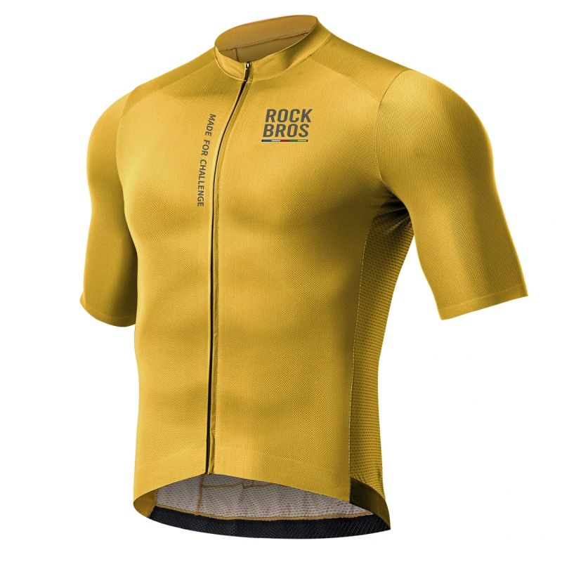 Rockbros 15120014023 ROAD TO SKY men's cycling jersey short sleeve S - yellow s \ żółty póló