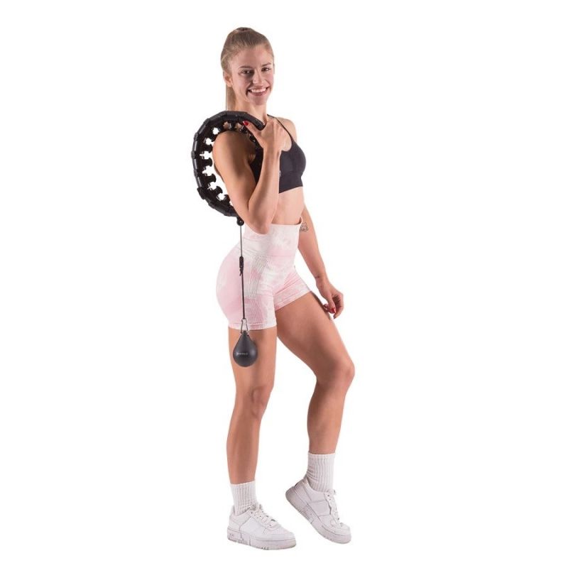 HMS Plus size hula hoop HHW12 with studs and weight, black fekete edzéssegítő 17-44-526