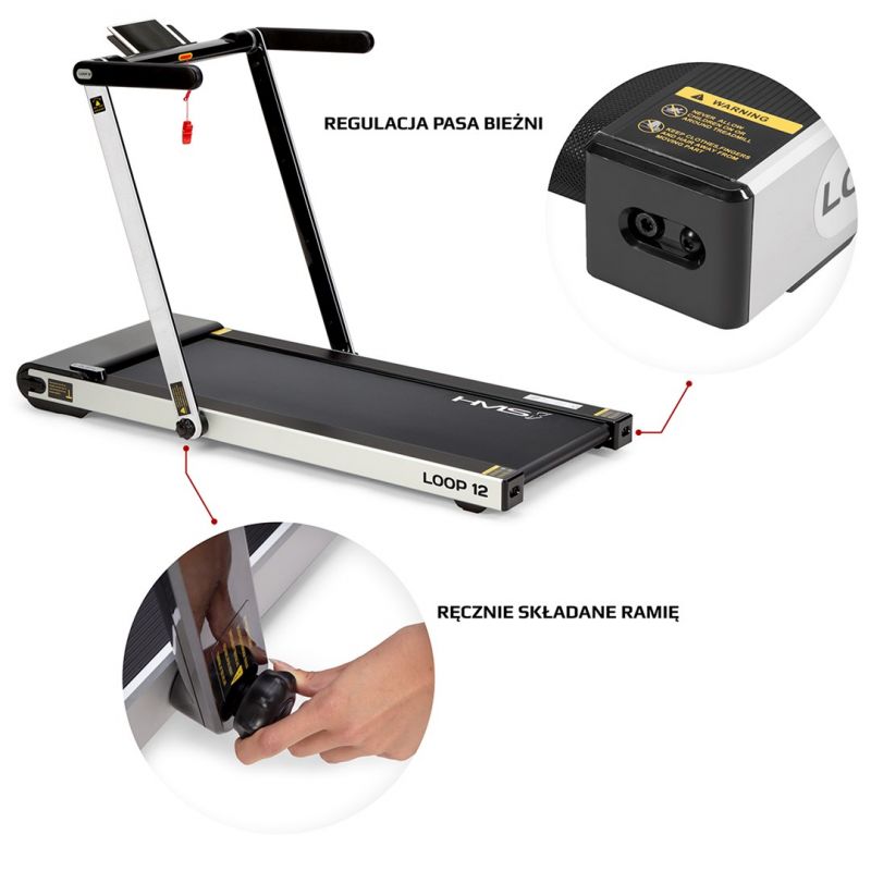 HMS MULTI Electric Treadmill with Desk 1-12 km/h, Gray szürke edzőfelszerelés 17-19-126