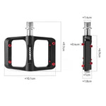 Rockbros Platform Bicycle Pedals with Titanium Axle and Magnesium Alloy Bearings - Black