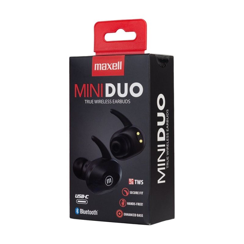 MAXELL MINI DUO TWS EARBUDS wireless bluetooth headphones black