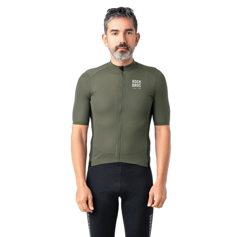 Rockbros 15220004002 ROAD TO SKY men's cycling jersey short sleeve - green zöld póló