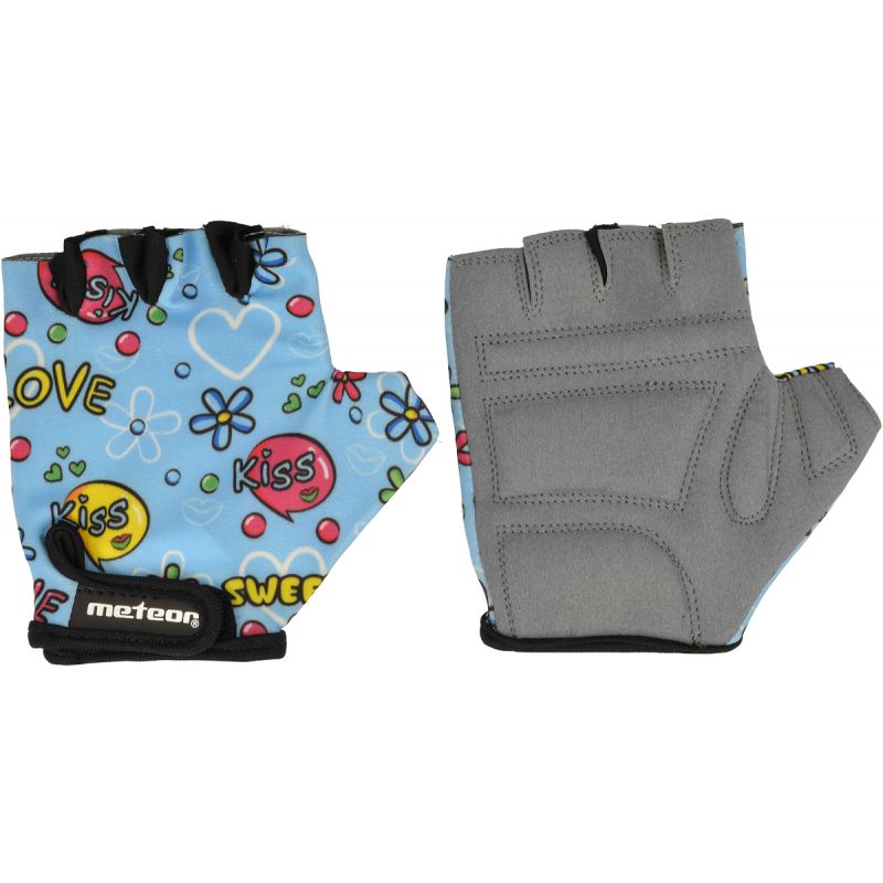 Meteor Cycling gloves Junior Kiss Love blue do not exhibit kék gloves, gloves